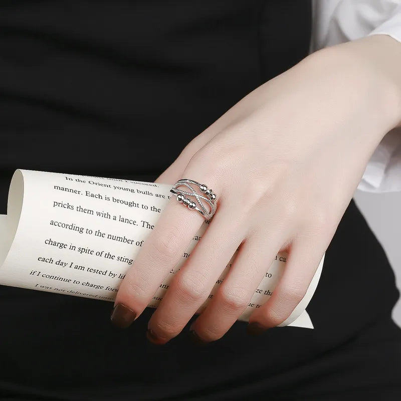 Rotatable Ring With Open Design Fashion Double-layered