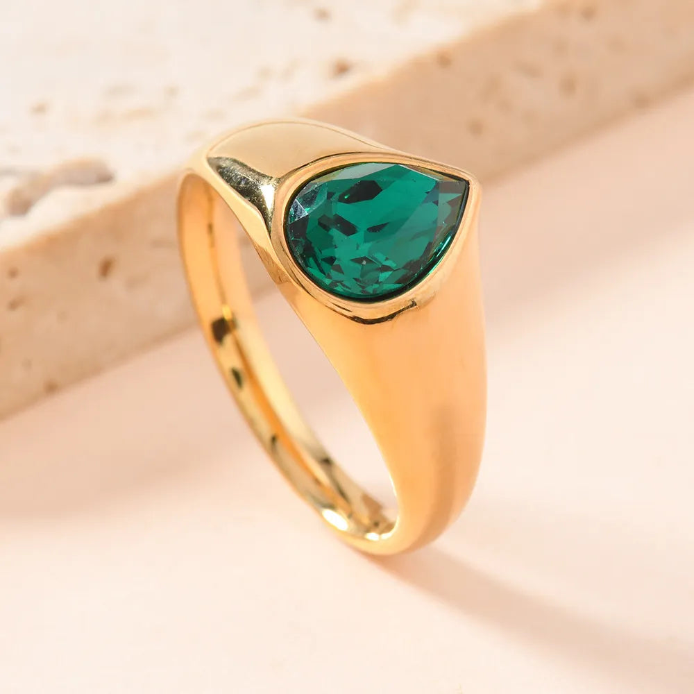 Colorful Rhinestone Rings Fashion Personality Teardrop-shaped