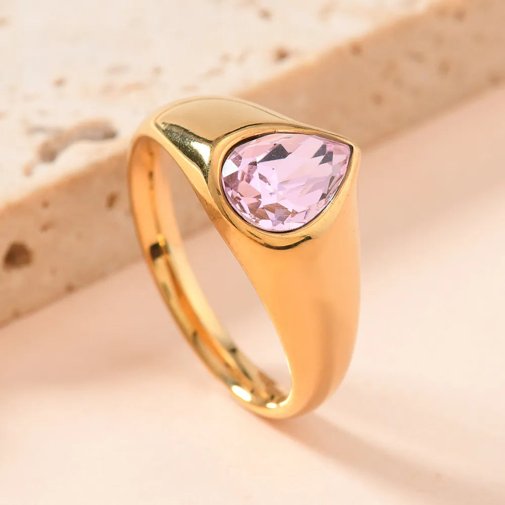 Colorful Rhinestone Rings Fashion Personality Teardrop-shaped