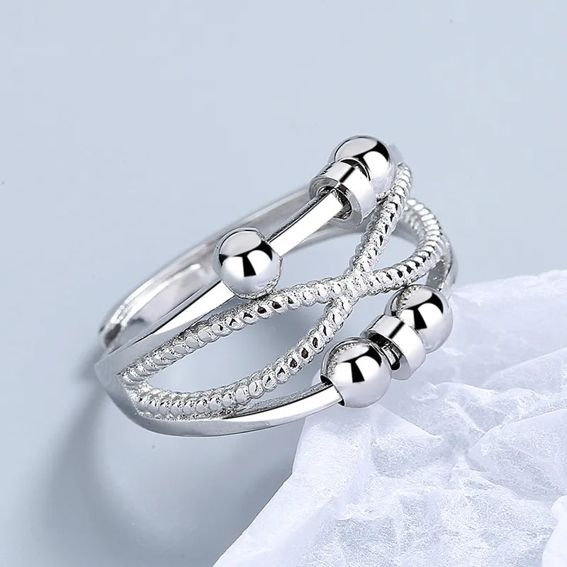 Rotatable Ring With Open Design Fashion Double-layered