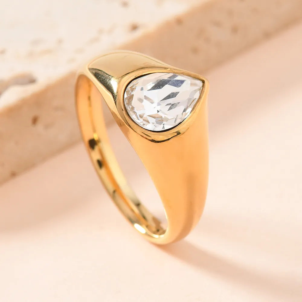 Colorful Rhinestone Rings Fashion Personality Teardrop-shaped