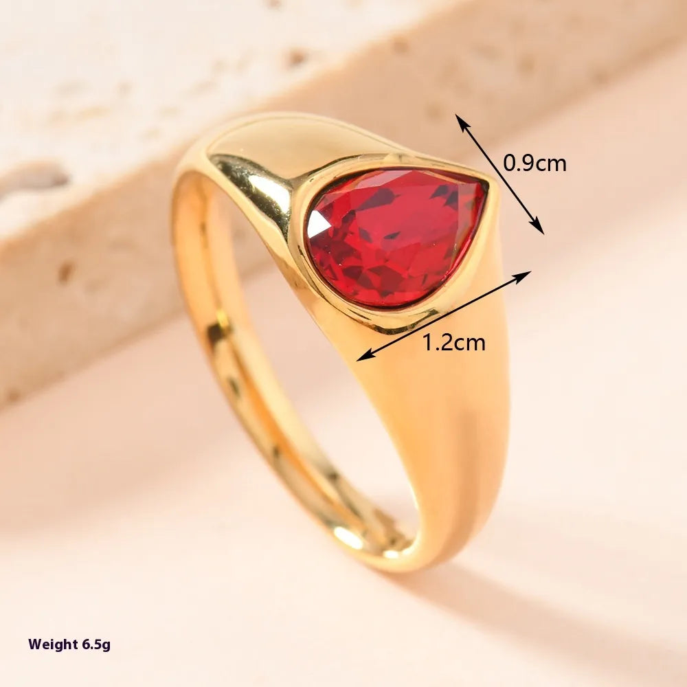 Colorful Rhinestone Rings Fashion Personality Teardrop-shaped