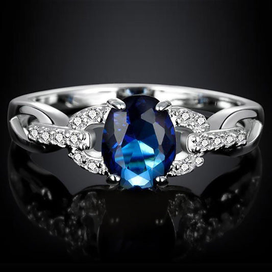 New Inlaid Sapphire Ring Accessories Zircon