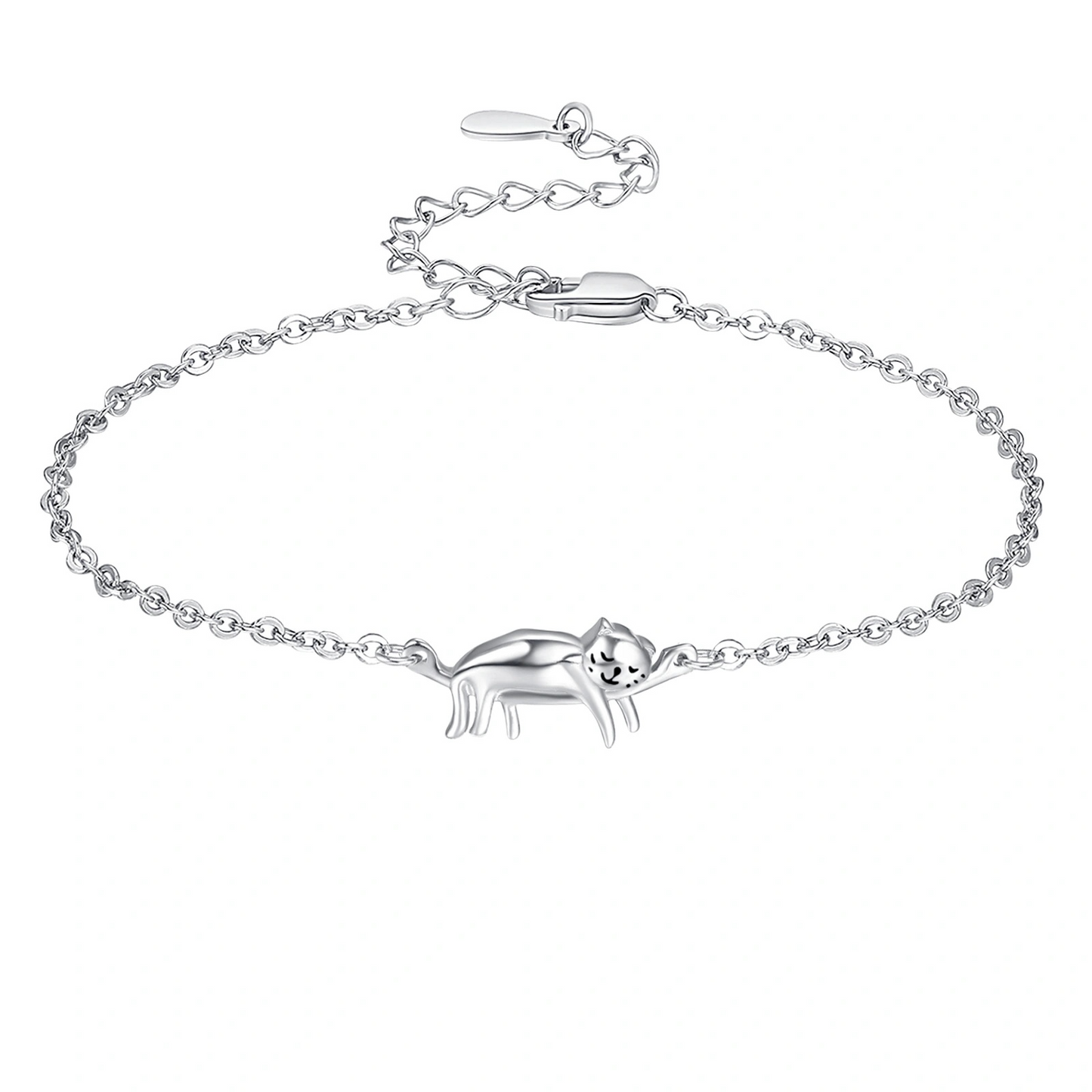 Cat Bracelets Sterling Silver Kitty Hypoallergenic  Cat Lovers Adjustable Chain