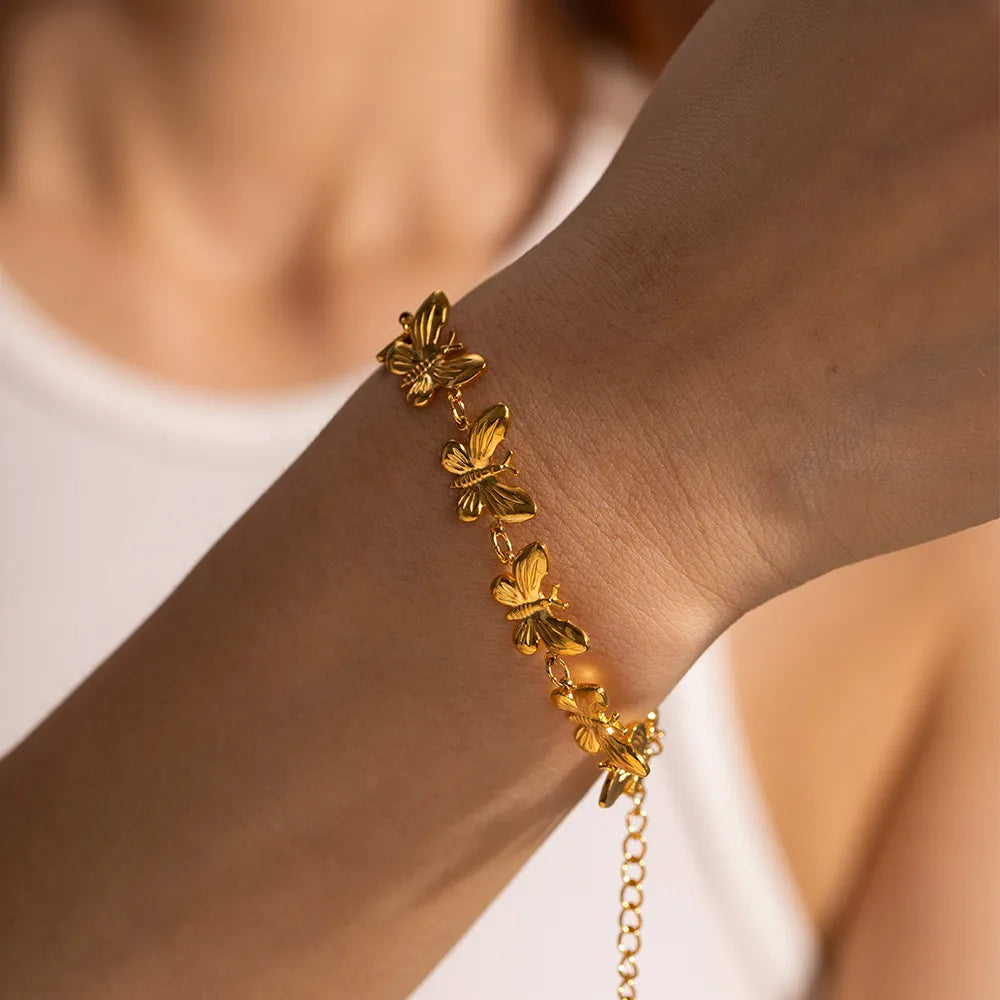 Stainless Steel Butterfly Bracelet For Women Luxury Dainty
