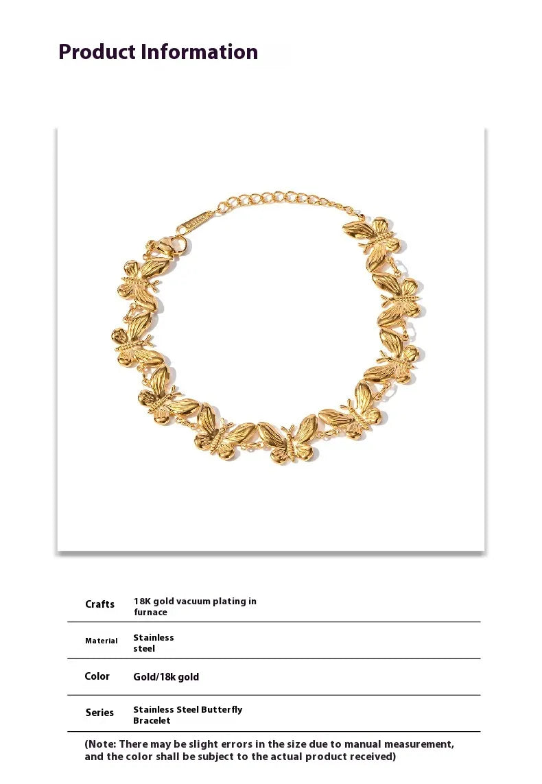 Stainless Steel Butterfly Bracelet For Women Luxury Dainty